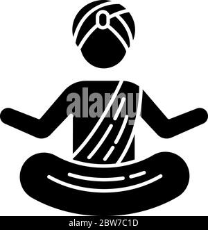 Yogi in Turban schwarz Glyph Symbol Stock Vektor