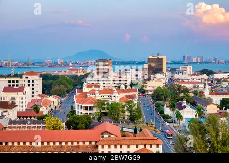 Luftaufnahme von George Town, Penang, Malaysia Stockfoto