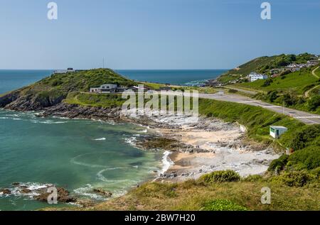 Bracelet Bay an der South Gower Küste westlich von Mumbles und Swansea. Während der Sperrung von Wales aufgenommen, so dass nur sehr wenige Leute da sind. Stockfoto