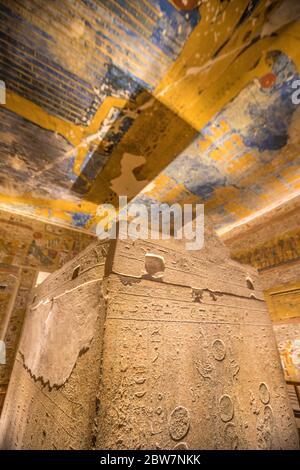 Inside King Ramses IV Tomb in Egypt in Valley of Kings Stock Photo
