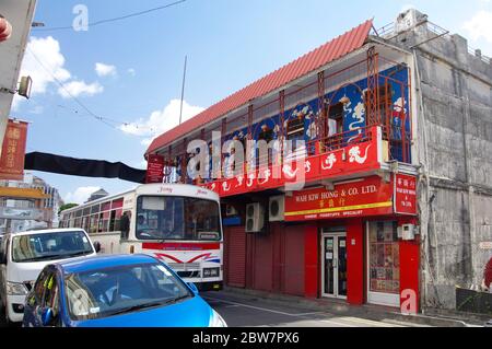 MAURITIUS-AUGUST 16: 2018: China Town in Port Louis am 16. August 2018 in Port Louis, Mauritius. Chinatown ist eines der wichtigsten Wahrzeichen der Hauptstadt Stockfoto