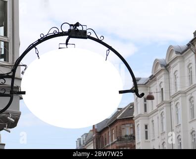 Blank ovales Schild an der Wand Kopenhagen Stockfoto