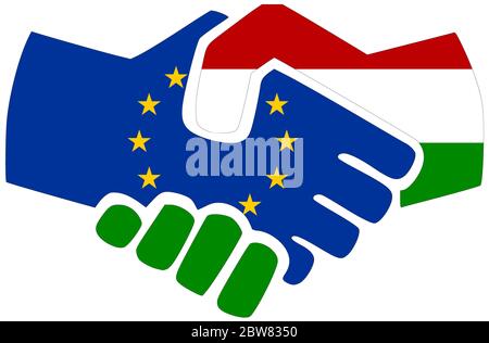 EU - Ungarn / Handshake, Symbol der Vereinbarung oder Freundschaft Stockfoto