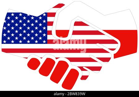 USA - Polen / Handshake, Symbol der Vereinbarung oder Freundschaft Stockfoto