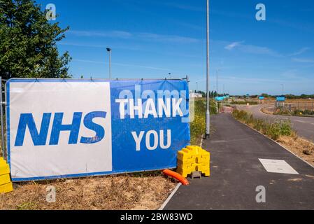 Vielen Dank NHS-Horte am Flughafen London Southend, Airport Business Park Entwicklung in Southend on Sea, Essex, Großbritannien. Immobilien Entwicklung kommerziell Stockfoto