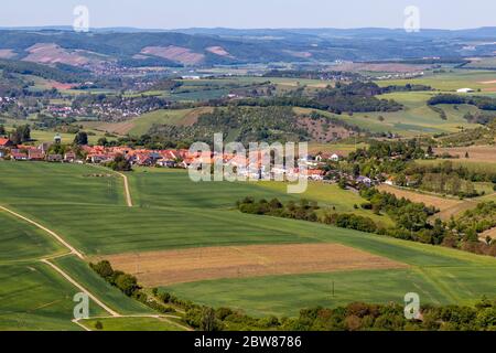 Hochwinkelansicht vom Lemberg von Duchroth an der nahe, Rheinland-Pfalz, Deutschland Stockfoto