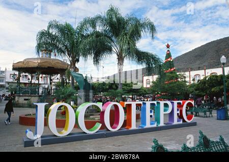 Jocotepec-Schild am Marktplatz in der Innenstadt Stockfoto