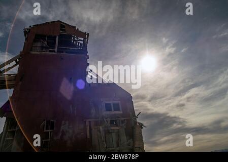 Verlassene Bergbaugebäude in der Geisterstadt Vindicator Valley Stockfoto