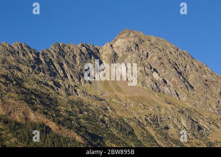 Llanos del Hospital, Huesca/Spanien; 21. August 2017. Ort namens Llanos del Hospital gehört zur Gemeinde Benasque im Herzen der Pyren Stockfoto