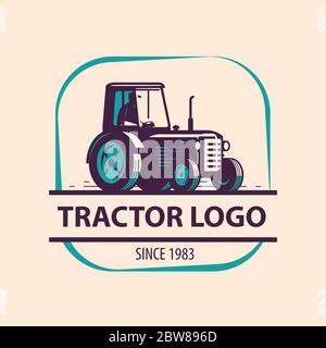 Logo des Landtraktors. Landwirtschaft, Bauernhof Vektor Illustration Stock Vektor