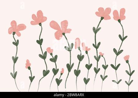 Blumen Illustration im Boho-Stil. Hochzeit Hintergrund. Moderne Boho-Print Stockfoto