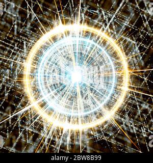 Futuristisches Konzept eines Netzwerks mit quantenelektronischen Orbs Stockfoto