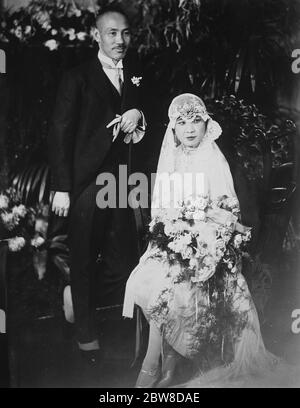 General Chiang Kai Shek heiratete in Shanghai zu Miss Mayling Soong. Braut und Bräutigam . 10. Januar 1928 Stockfoto