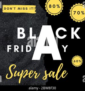 Moderner Schwarzer Freitag. Banner Shopping Verkauf 80. Black Friday Konzept. Stockfoto