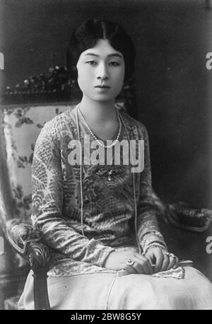 Prinzessin Takamatsu, die mit Prinz Takamatsu ist in Kürze zu besuchen England. 26 Mai 1930 Stockfoto