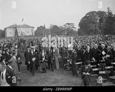 Bexley Charter Feiern ( Eingliederung als Gemeinde ) ; die Mayoral Prozession mit Meyerstein der hohe Sheriff von Kent . 1937. Stockfoto