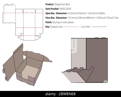 Dispenser Box Verpackung Design Vorlage kleben gestanzten - Vektor Stock Vektor