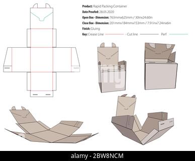 Schnelle Verpackung Container Verpackung Design Vorlage kleben die geschnitten - Vektor Stock Vektor