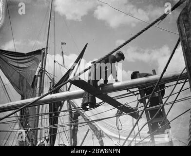 Die Rennyacht Veronica und Sara bereit, Rennen. 1938 Stockfoto