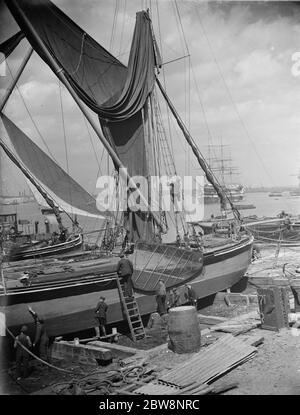 Die Rennyacht Veronica und Sara bereit, Rennen. 1938 Stockfoto