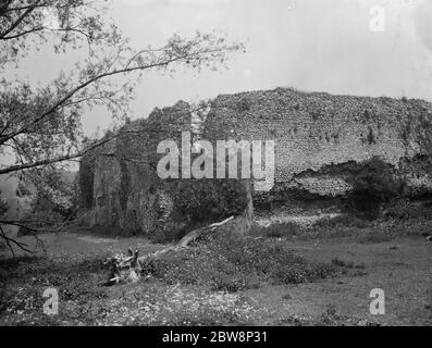 Eynsford Castle ein ungewöhnlich intaktes normannisches Schloss. 1936 Stockfoto