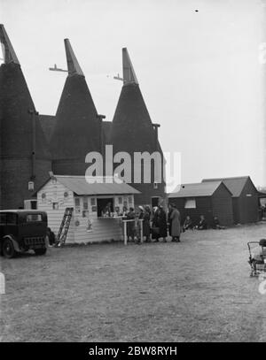 Whitbread ' s Hopfenfarm in Belting, Kent. Die Leute sind an der hoteleigenen Milchbar. 1938 Stockfoto