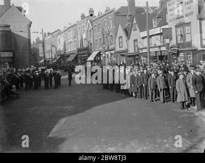 Waffenstillstand Gedenkfeier in Orpington, Kent. Die Prozession . November 1936 Stockfoto