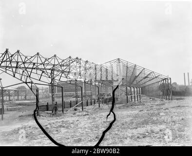 Die Arbeiten werden auf dem Crayford und Bexleyheath Greyhound Stadium in Kent, von den Erbauern W & C Französisch aus Essex. 1937 Stockfoto