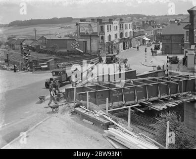Bauarbeiten an der Erweiterung der Swanley Bridge in Kent. 1938 Stockfoto