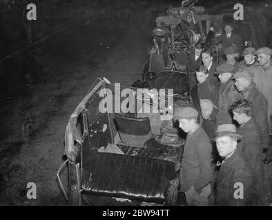 Ein abgestürztes Auto in Dartford, Kent. 1938 Stockfoto