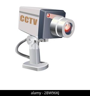 Abbildung von CCTV, mit weißem Hintergrundvektor Stock Vektor