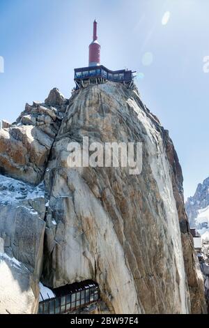 Aiguille du Midi Teil der Schutzhütte, Chamonix Mont-Blanc in den französischen Alpen, Frankreich Stockfoto