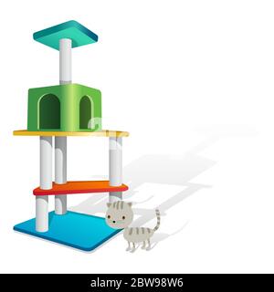 Abbildung des Katzenturms, mit weißem Hintergrund-Vektor Stock Vektor