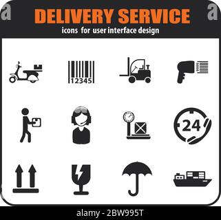 Symbol für Lieferservice gesetzt Stock Vektor