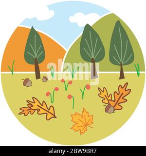 Circle Landschaft Herbst Saison Stock Vektor