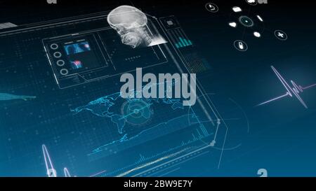 Illustration futuristische Medizintechnik mit Röntgenbild Stockfoto