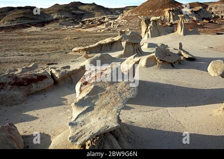 NM00280-03...NEW MEXICO - Ungerade Formen, die durch Verwitterung und Erosion in der Bisti Wildnis entstehen. Stockfoto