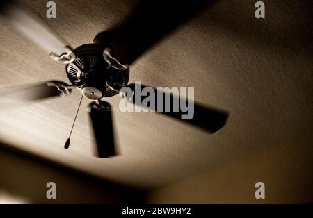 Deckenventilator in niedriger Ansicht Stockfoto