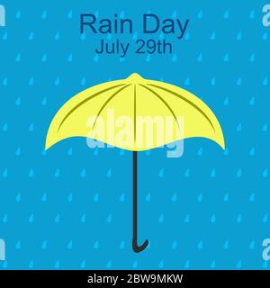 Gelber Regenschirm im regnerischen Hintergrund. Konzept des Regentags Stock Vektor