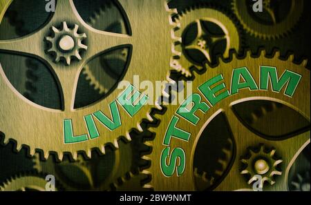 Schreiben Notiz mit Live Stream. Geschäftskonzept für die Übertragung von Video- oder Audiomaterial mit der Nutzung des Internets Stockfoto