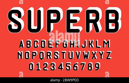 Satz von Alphabeten font Buchstaben und Zahlen modern mit 3d Konzept Vector Illustration Stock Vektor