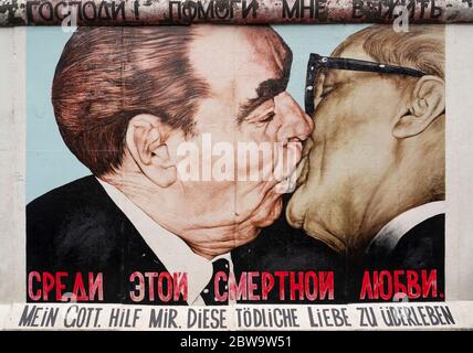 Graffiti in der East Side Gallery, Berlin, Deutschland, Europa, Westeuropa Stockfoto