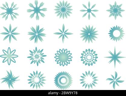 Vektorgrafik von Schneeflocken in verschiedenen Designs. Stock Vektor