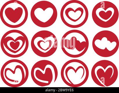 Vektor-Illustration des Herz-Symbol in einem Kreis. Latte Art Inspired Heart in Cup Icon Set Stock Vektor