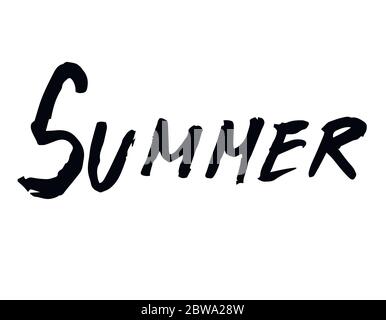 Sommerschild, handgeschriebener Stil. Vektorgrafik auf weißem Hintergrund. Beschriftung. Stock Vektor