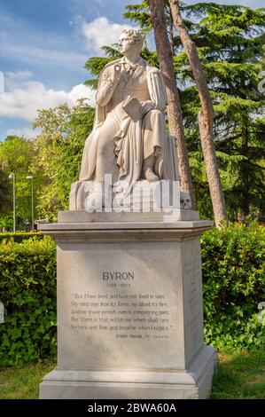 Rom / Italien - 2. Mai 2015: Denkmal für George Gordon Byron in den Gärten der Villa Borghese in Rom, Italien Stockfoto