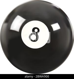 Realistische Vektor-Billard-Kugel 8. Isoliert auf weißem Hintergrund. Stock Vektor