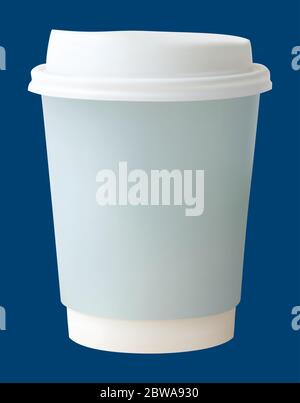 Kaffeebecher Aus Papier. Realistische Vektordatei. Isoliert im blauen Hintergrund Stock Vektor