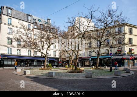 Mouffetard Viertel in Paris während Covid-19 Periode Stockfoto