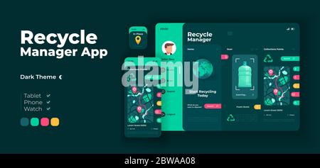 Abfallentsorgungsmanager App Bildschirm Vektor adaptive Design-Vorlage Stock Vektor